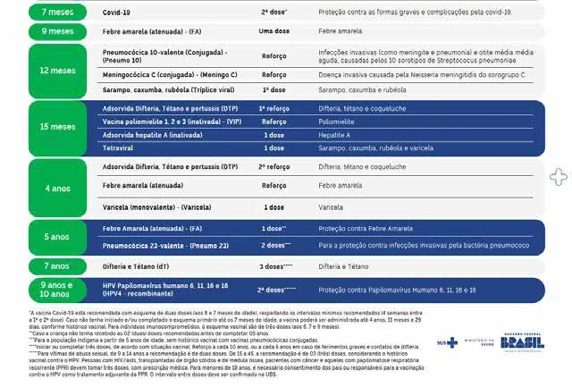Figura 1 - Calendário nacional de vacinação da criança.